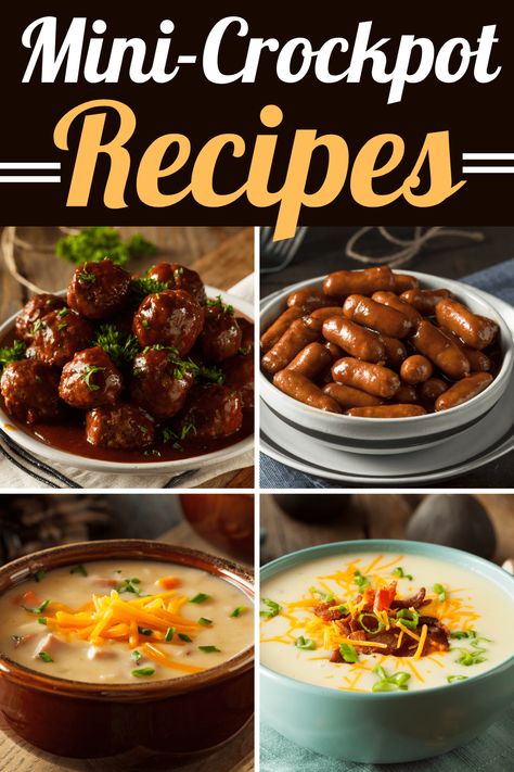 Try these mini-Crockpot recipes for the easiest dishes ever! From sides to entrees to desserts, there's no limit to what the mini-Crockpot can do. Ideas, Slow Cooker, Mini Crock Pot Recipes For One, Recipes For Mini Crockpot, Mini Crockpot Recipes, Crockpot Dishes, Crockpot Lunch, Crockpot Appetizers, Small Crockpot Recipes