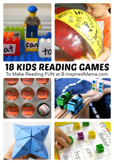 18 Fun Kids Reading Games and Activities to Make Reading More Fun! (Sponsored by Rosetta Stone - #RSKids #MC) English, Pre K, Reading Games For Kids, Fun Reading Activities, Literacy Night, Literacy Games, Family Literacy Night, Reading Games, Early Literacy Activities