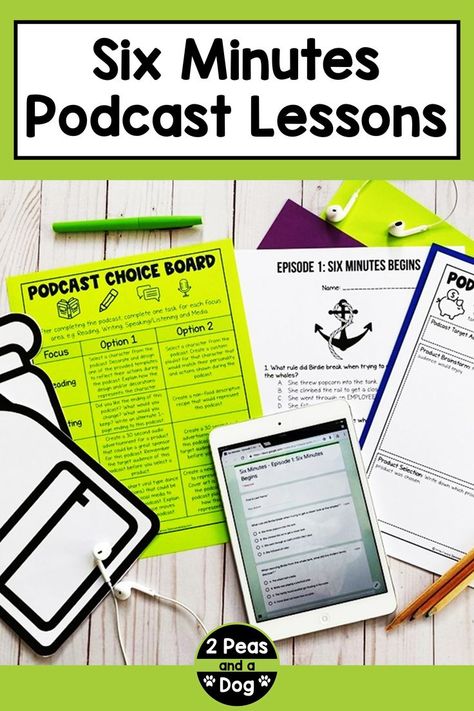 Image of Six Minutes Podcast Lessons Middle School English, Middle School Writing, Middle School Reading, Middle School Reading Comprehension, Middle School English Lesson Plans, Listening Comprehension, Reading Class, Middle School Reading Activities, Middle School Lesson Plans