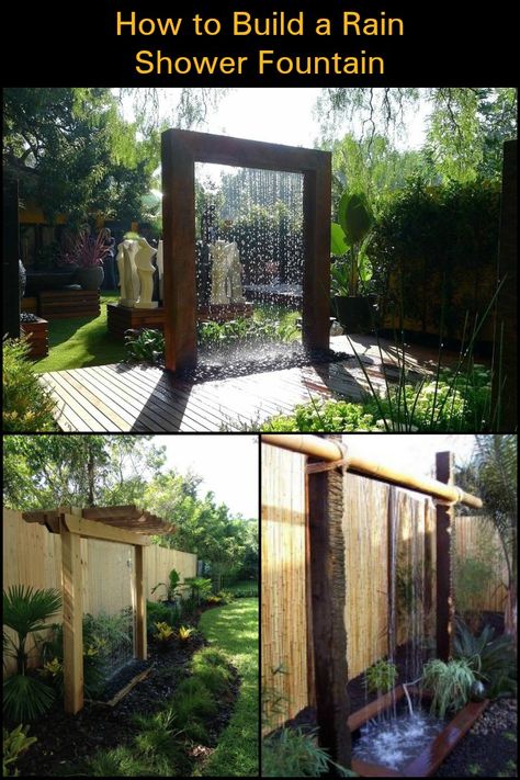 Transform Your Backyard into an Amazing Outdoor Space with this Contemporary Rain Shower Fountain Back Garden Landscaping, Outdoor, Exterior, Backyard Water Feature, Outdoor Water Features, Backyard Landscaping, Backyard Garden, Backyard Landscaping Designs, Outdoor Space