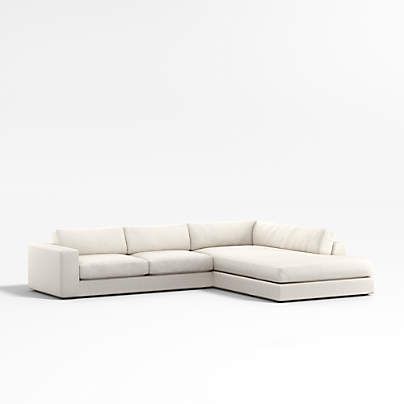 Oceanside 2-Piece Right-Arm Chaise Sectional | Crate & Barrel Inspiration, Chaise Longue, Sectional Sofa, Apartment Sectional Sofa, Sofa Design, White Sectional, Low Sofa, Living Room Sectional, Sectional