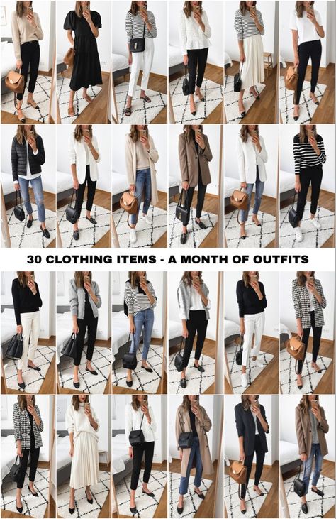 30x clothing items - A month of outfits ✔️ in 2022 | Spring business casual outfits, Chic capsule wardrobe, Classy casual outfits Casual, Capsule Wardrobe, Outfits, Business Capsule Wardrobe, Capsule Wardrobe Work, Smart Casual Wardrobe, Office Capsule Wardrobe, Capsule Wardrobe Women, Smart Casual Office