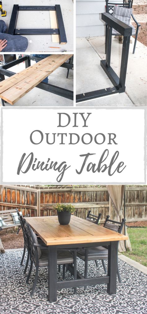 Outdoor Dining Table Diy, Diy Patio Table, Farmhouse Table Plans, Diy Outdoor Table, Outdoor Patio Table, Diy Dining Table, Diy Outdoor Kitchen, Indoor Dining, Diy Furniture Table