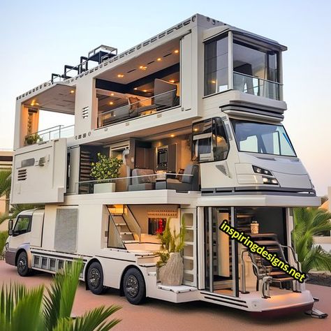 These Giant Open-Concept Campers Have Fold-Down Walls That Offer Stunning Views Houses, Caravan, House Design, Camping, Camper, Tiny House, Travel Trailer Living, House On Wheels, Luxury Campers