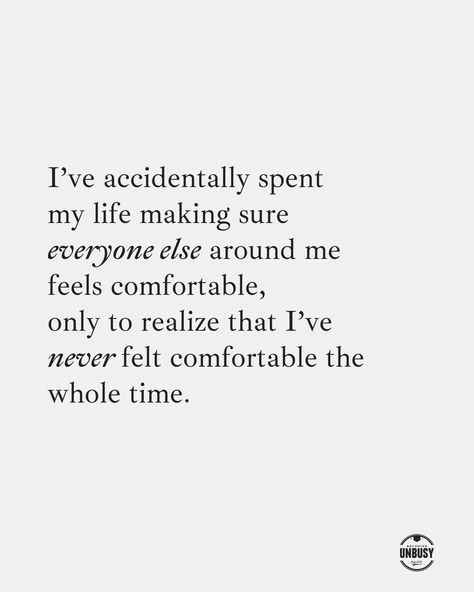 I’ve accidentally spent my life making sure everyone else around me feels comfortable, only to realize that I’ve never felt comfortable the whole time. Depressing Quotes, Feeling Used Quotes, Feeling Down Quotes, Feeling Helpless Quotes, Doing Me Quotes, Quotes About Feeling Down, Feeling Hurt Quotes, Really Deep Quotes, I’ve Changed Quotes
