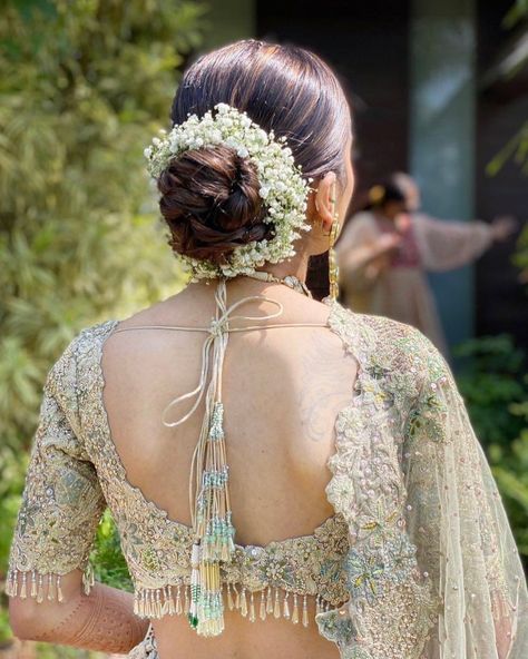 The Most-Loved Bridal Bun Hairstyle For 2021! Lace, Wedding Dress, Saree, Saree White, Wedding Dresses Lace, Lace Wedding, White Wedding, White