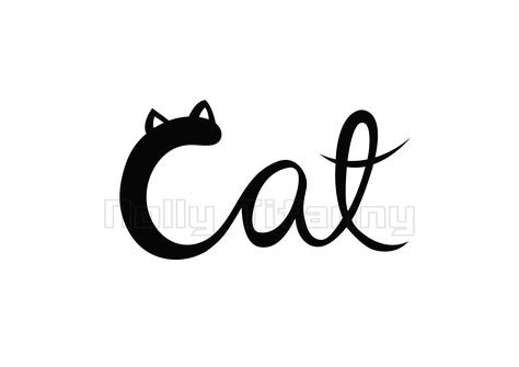Typography, Adobe Illustrator, Cat Logo, Word Cat, Typography Logo, Logo Design Art, Cat Design, Typo Logo, Typography Quotes