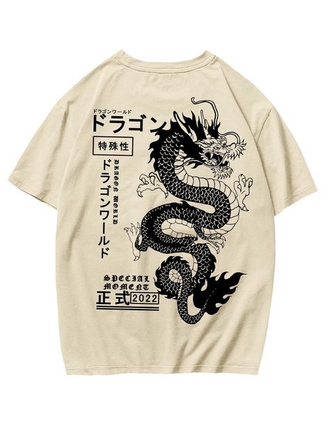 Summer Work Dresses, Japanese Writing, Dragon Graphic, Mode Emo, Butterfly Graphic, Casual Summer Tops, Mens Graphic Tee, Tee Design, Graphic Shirts