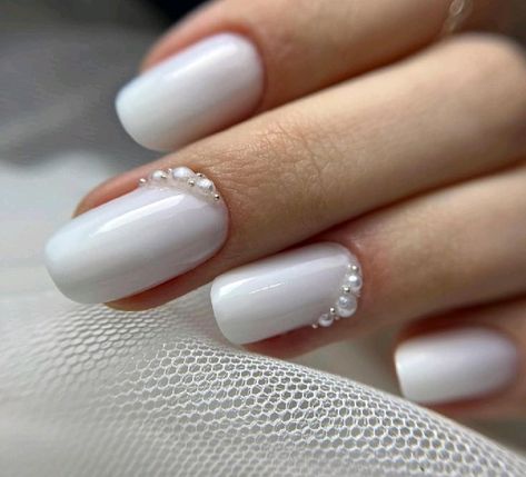 Nail Art Designs, Nails For Brides, Nails For Wedding, Elegant Nails, Bridal Nail Art, Wedding Nail Art Design, Wedding Nails French, Bridal Nails Designs, Wedding Nails Design