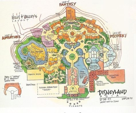 Early conceptual layout for Hong Kong Disneyland (dated 1997) Paris, Disney, Disney Concept Art, Disneyland, Architecture, Disney Parks, Disney Art, Disneyland Paris, Theme Park Planning