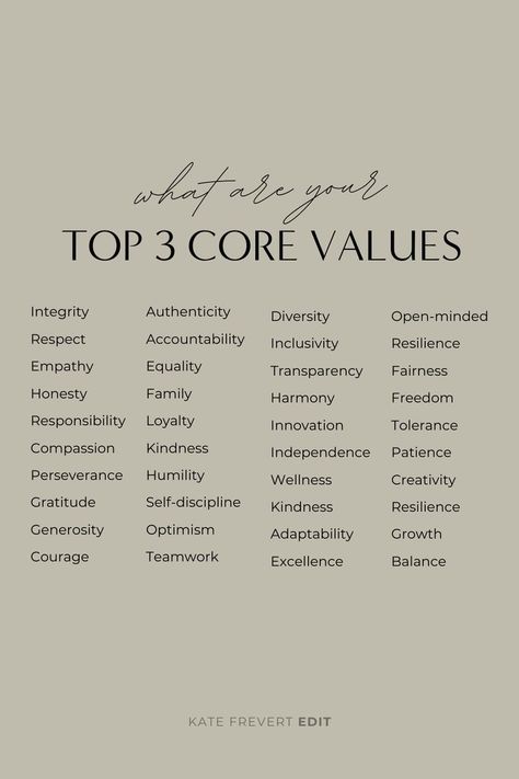 Top 3 Core Values Personal Development, Motivation, Decision Making, Growth Mindset, Confidence Tips, Core Values, Behavior, Life Values, Self Improvement