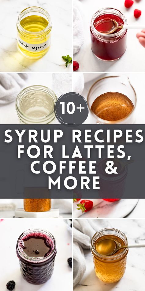 Smoothies, Pasta, Starbucks, Homemade Coffee Syrup, Homemade Syrup Recipes, Homemade Coffee Drinks, Homemade Latte, Flavored Simple Syrup Recipe For Coffee, Latte Recipe Homemade