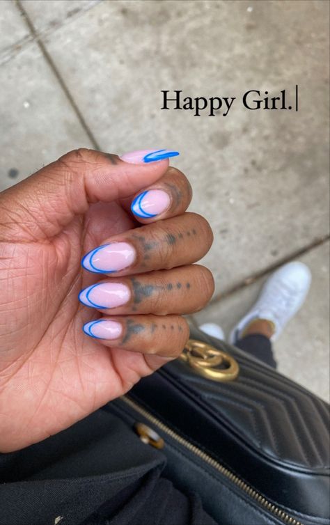 Blue Nail, French Tip Nails, Blue French Tips, Coffin Shape Nails, Blue Tips, Blue Acrylic Nails, Best Acrylic Nails, Acrylic Nails Coffin Short, Long Acrylic Nails