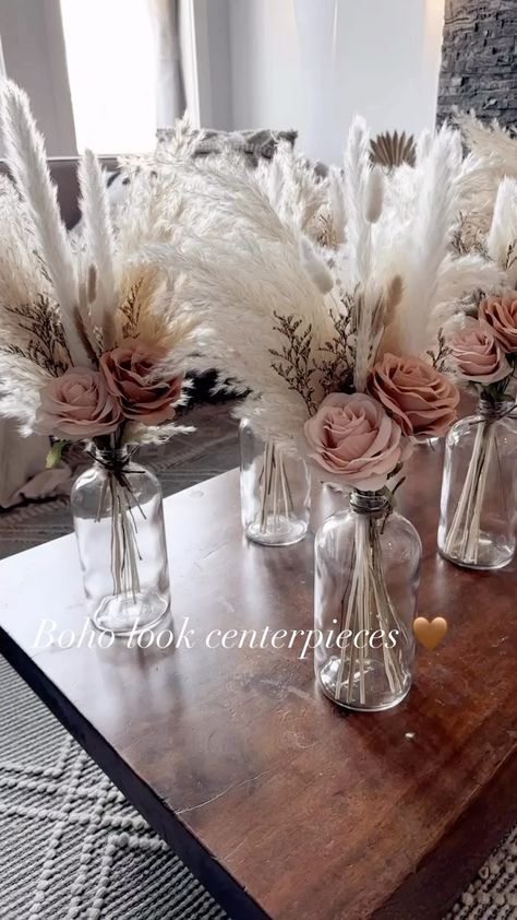 Pampas Outlet 𝐻𝒾 𝐼’𝓂 𝐼𝓇𝑒𝓃𝑒 || Pampas & dried flowers on Instagram: “Centerpieces 🤎🤎🤎 . . . . . #weddingcenterpieces #centerpieces #bohocenterpiece #bohostyle #bohodecor #bohochicwedding #bohochicstyle…” Decoration, Boho, Diy Wedding Decorations, Centrepieces, Boho Centerpiece, Boho Wedding Centerpieces, Dried Flowers Wedding, Grass Centerpiece, Boho Chic Wedding