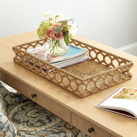 Honeycomb Woven Bankuan Rectangular Tray Home Décor, Woven Trays, Woven Baskets, Woven Charger, Decorative Tray, Decorative Accessories, Woven, Large Tray, Tray