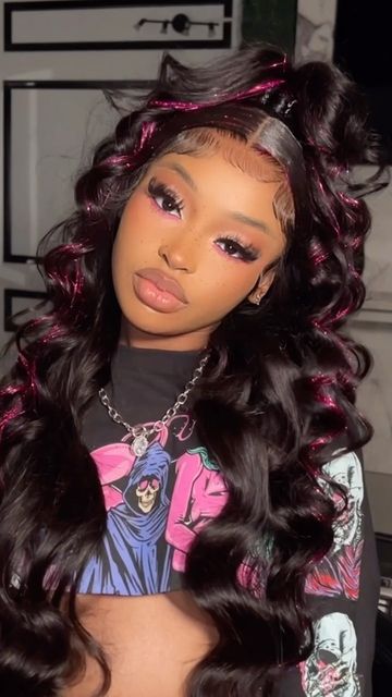 Frontal Wig Hairstyles, Birthday Hairstyles, Quick Weave Hairstyles, Dyed Hair Inspiration, Frontal Hairstyles, Pretty Braided Hairstyles, Pretty Hair Color, Hair Ponytail Styles, Dope Hairstyles
