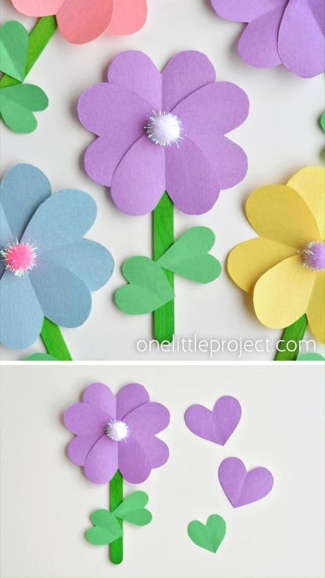 Diy, Paper Crafts, Pre K, Construction Paper Flowers, Crafts With Construction Paper, Construction Paper Crafts, Paper Flowers For Kids, Paper Flowers Kids, Craft With Paper