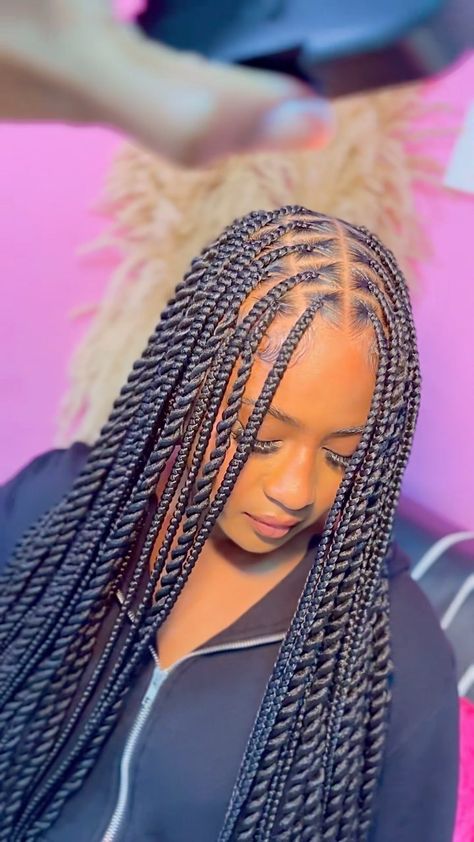 NEW STYLE UNLOCKED 🔥 •Hybrid Braid Ate Ts Up👏🏾🩷 Bookings Available @golden.touch_tt Model @arilabaddie 🫶🏾 Requirements 5 packs TZ braid &… | Instagram Plait Styles, Girl Hairstyles, Box Braids, Cool Braid Hairstyles, Afro, Peinados, Stylish Hair, African Braids Hairstyles, Braid Styles