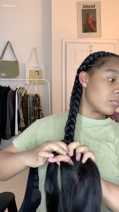 luvnurea on Instagram: watch me do feed in dutch braids for the first time how did i do ? edges tutorial coming soon ! 🙉 - products - one pack of braiding hair… Four Braids Cornrow, Feed In Braids Hairstyles, Two Braids With Weave, 2 Braids With Weave, Braids Cornrows, Braids With Weave, Braided Cornrow Hairstyles, Two Cornrow Braids, Braids With Extensions