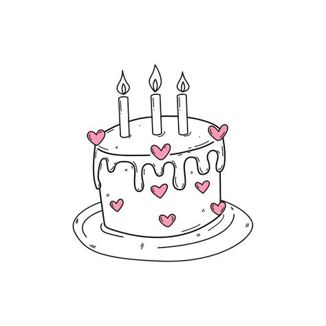 Doodles, Birthday Cake Illustration, Birthday Cake Card, My Birthday Cake, Happy Birthday Cool, Happy Birthday Illustration, Cartoon Birthday Cake, Birthday Cake, Happy Birthday Drawings
