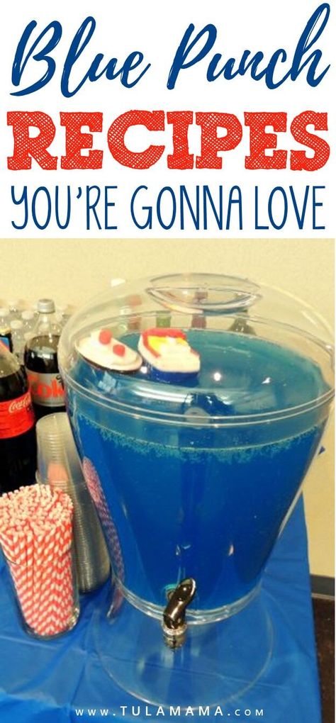 Easy Blue Punch Recipes for a baby shower for a birthday party or just for kids. You can make these with alcohol or nonalcoholic. This is a comprehensive collection with different recipes: with sherbert with ice cream royal blue tiffany blue dark blue light blue etc. Pin it. #babyshowerpunch #bluepunch #easypunchrecipes Blue Hawaiian Punch, Blue Punch, Blue Party Punches, Punch Recipes, Punch Drinks, Blue Raspberry Lemonade, Blue Drinks, Party Punch Recipes, Easy Punch Recipes