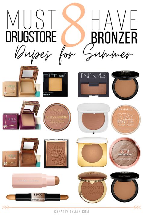 Get a gorgeous bronzed glow for a fraction of the price with these 8 must have drugstore bronzer dupes for summer. Eye Make Up, Rimmel, Make Up Collection, Eyeliner, Nyx, Beauty Dupes, Lip Gloss, Concealer, Best Drug Store Bronzer