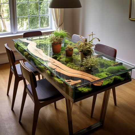 Dining room terrarium tables are innovative and visually captivating furniture pieces that combine the functionality of a dining table with… | Instagram Terrariums, Terrarium, Resin Table Top, Resin Table, Terrarium Table, Diy Resin Table, Table Design, Resin Furniture, Cool Tables