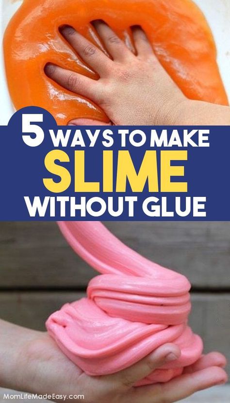 Learn how to make slime without glue and without borax for an easy all natural slime! Several are made without cornstarch as well, so you can pick the best slime recipe for your kids! A fun activity for boys and for girls indoors or outdoors! These simple recipes are easy enough for kids to help make the final product. Try one today! #ActivitiesForKids #Slime #ForKids #FunForKids #SlimeRecipes Ideas, Making Slime Without Glue, Make Slime For Kids, Slime For Kids, Slime Without Glue Recipe, Diy Slime Recipe, Fluffy Slime Without Glue, How To Make Slime, Glue Slime