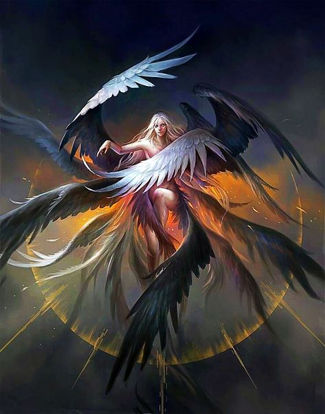 Fantasy Creatures, Fantasy Artwork, Dark Fantasy, Dragons, Fantasy Characters, Demons, Angel Warrior, Angels And Demons, Seraphim