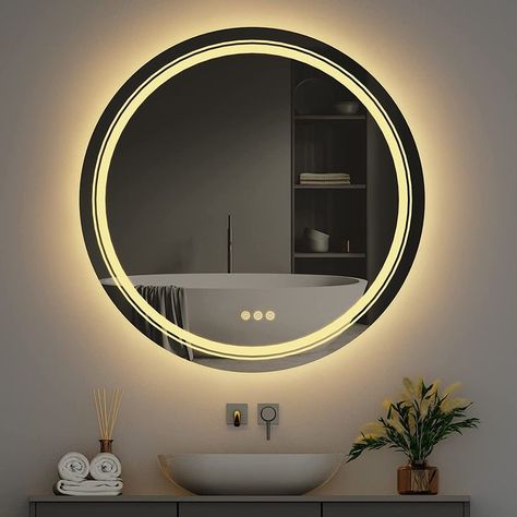 Design, Bathroom, House Design, Modern House Design, Trendy Bathroom, Mirror Designs, Backlit Mirror, Led Light Design, House Inspo