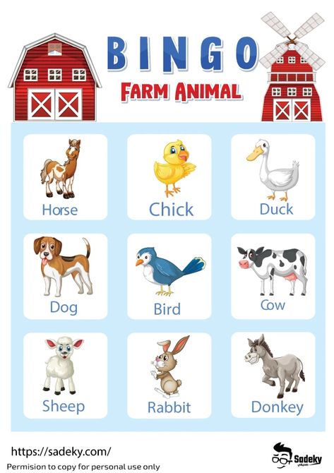 Free Farm Animal Bingo Cards Game Printable | Sadeky English, Farm Animals Games, Farm Animal Crafts, Animal Games, Animal Puzzle, Animal Activities, Farm Preschool, Barn Animals, Farm Theme Preschool