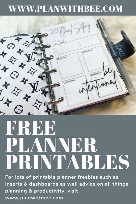 For more printable planner freebies like you see here, including printable planner inserts, planner dashboards, planner cards, printable vellum patterns & so much more, visit www.planwithbee.com Planner Organisation, Organisation, A5 Planner Inserts, Discbound Planner Printables, Planner Inserts, Planner Organization, Free Planner, Planner Cover, Planner Ideas