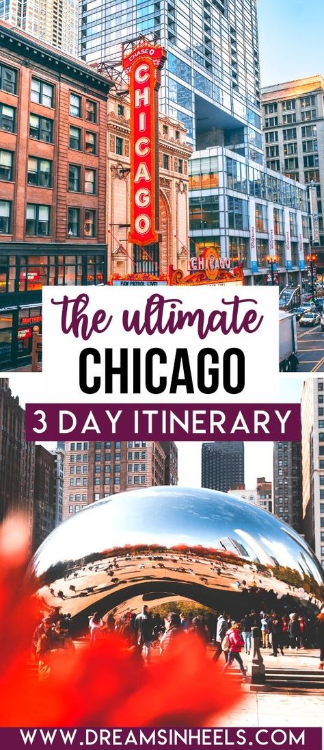 Looking for the perfect 3 day Chicago Itinerary? Chicago is one of America's most iconic cities and there are plenty of amazing things to do. This post will help you to get the most out of your visit with a list of the best things to do in Chicago in three days. This 3 days in Chicago itinerary is curated by a local. | Chicago aesthetic | Chicago skyline | Chicago photography | Chicago itinerary | Visit Chicago travel tips | USA Travel | visit Chicago food | visit Chicago things to do | #Chicago Trips, Chicago, Wanderlust, Los Angeles, Chicago Itinerary, Chicago Vacation, Usa Travel Destinations, Chicago Places To Visit, Chicago Things To Do
