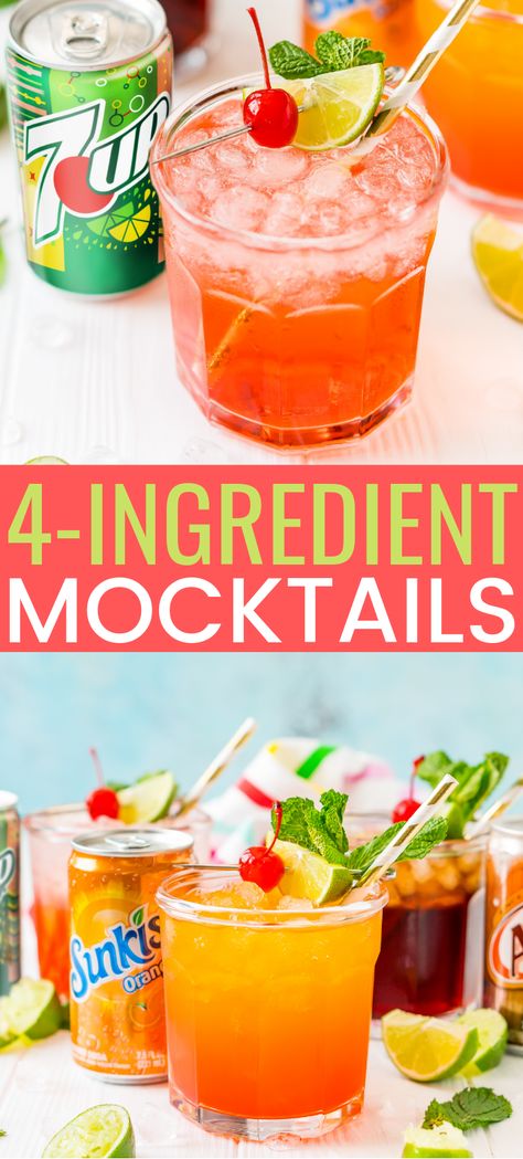 This 4-Ingredient Mocktail recipe can be made three different ways by using your favorite sodas for a bubbly and fun drink for summer entertaining. via @sugarandsoulco Smoothies, Alcohol, Parties, Best Mocktail Recipe, Best Non Alcoholic Drinks, Easy Mocktail Recipes, Soda Drinks Recipes, Non Alcoholic Drinks, Easy Alcoholic Drinks