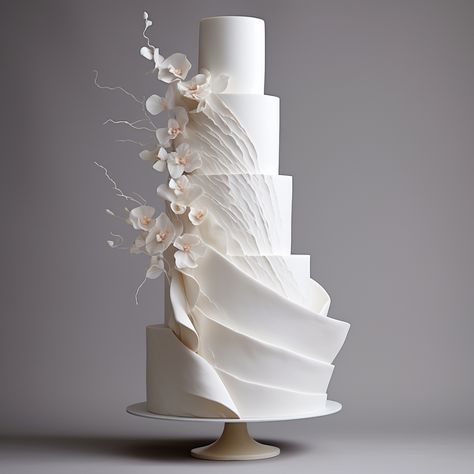 Modern Wedding Cakes, Wedding Cake Texture, Sculptural Wedding Cake, Modern Wedding Cake, Contemporary Wedding Cakes, Elegant Cake Design, Wedding Cake Big Elegant, Luxury Wedding Cake Design, Wedding Cake Designs Elegant