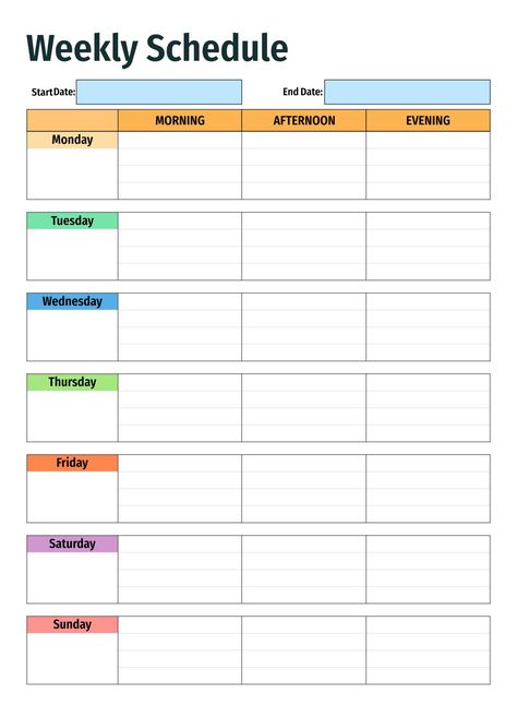 Pre K, Ideas, Organisation, Weekly Schedule Printable, Weekly Schedule, Daily Schedule Planner, Weekly Agenda, Weekly Calendar, Monthly Schedule Planner
