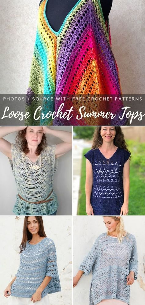 Loose Crochet Summer Tops Free Patterns - Free Crochet Patterns Crochet, Tops, Crochet Tops Free Patterns, Crochet Summer Tops, Crochet Top Pattern, Crochet Top, Crochet Tops, Crochet Tunic Pattern, Crochet Boho Top