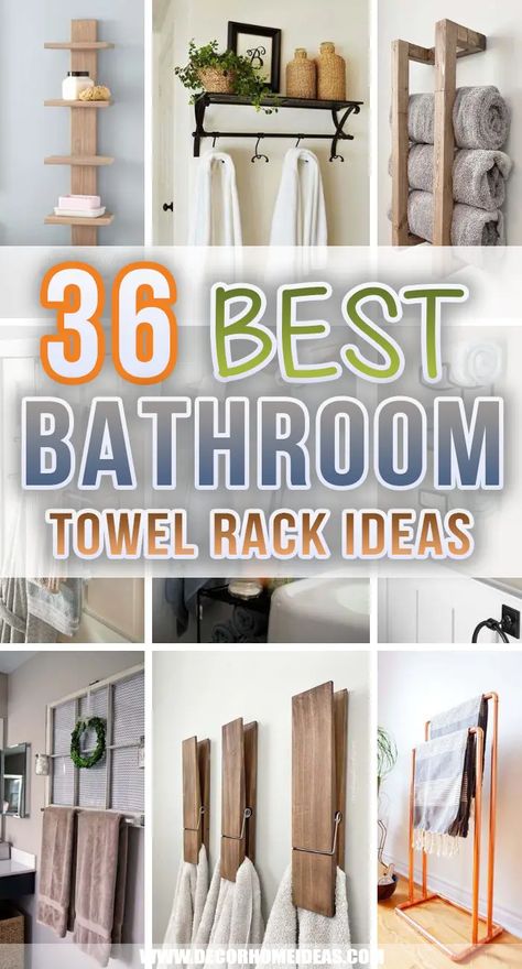 Design, Towel Rack Ideas For Small Bathroom, Diy Towel Rack Bathroom Small Spaces, Towel Rack For Small Bathroom, Bathroom Towel Storage Ideas, Towel Organization Bathroom, Towel Holder For Bathroom, Shower Towel Rack Ideas, Bath Towel Hooks Ideas