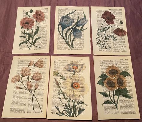 Art, Floral, Diy, Arts And Crafts, Dictionary Prints, Prints, Dictionary, Nature Prints, Vintage World Maps