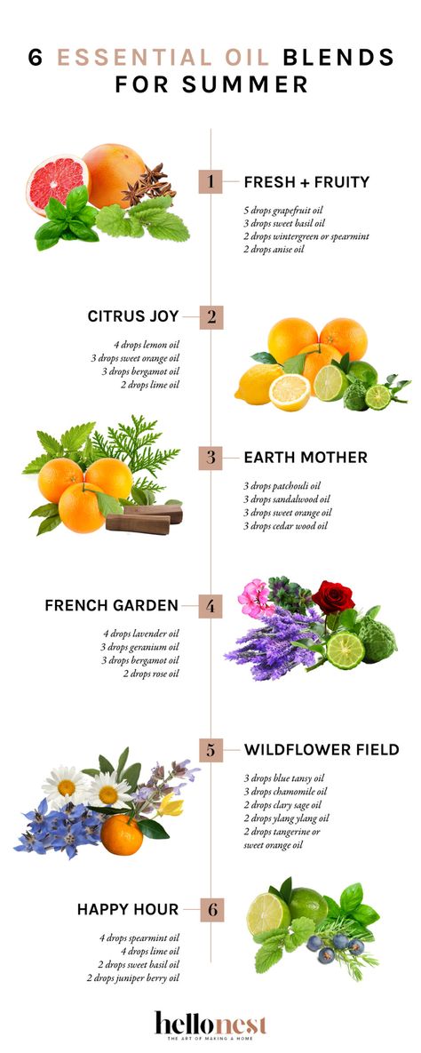 6 Must-Have Essential Oil Blends for Summer | Hello Nest Nutrition, Gardening, Essential Oil Blends, Perfume, Essential Oil Candles, Essential Oil Blends Recipes, Essential Oil Candle Blends, Essential Oil Perfume Blends, Essential Oil Combinations