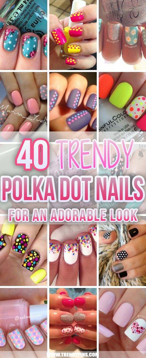 Manicures, Polka Dot Nails, Polka Dot Nails Diy, Polka Dot Nail Designs, Polka Dot Nail Art, Polka Dot Nail Art Designs, Dots Nails, Dot Nail Designs, Cute Easy Nail Designs