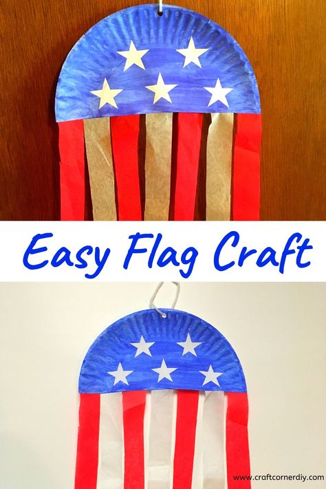Fun patriotic craft for your kids to make.  You may already have the supplies at home.  Easy kids flag craft. #flagkidscraft #MemorialDaycraft #kidscraft Pre K, Crafts, Patriotic Crafts, Flag Crafts, Fourth Of July Crafts For Kids, Summer Crafts For Kids, 4th July Crafts, Preschool Crafts, Kids Crafts