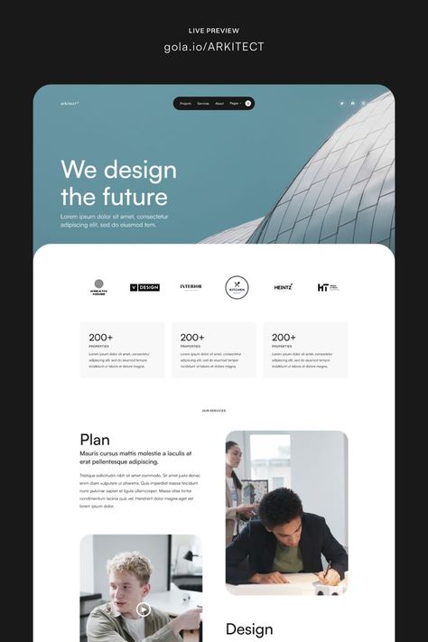 Arkitect is a modern Webflow template that is well-suited for architecture and design studios. It offers a clean, professional design and easy navigation, making it an excellent choice for creating a strong online presence. Arkitect is responsive, ensuring that your website looks great on any device. Web Layout, Web Design Trends, Web Design, Agency Website Design, Webpage Design Layout, Web Layout Design, Responsive Website Design, Modern Website Design Inspiration, Website Design Inspiration Layout