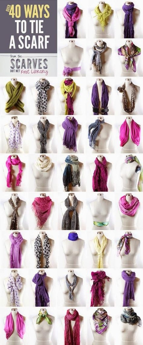 With winter here, it's time to pull out our favorite cozy and cute accessory for daily wear: scarves! There's not just two or three ways to cloak your neck. Check out the above Over 40 Ways to Tie a S Ways To Wear A Scarf, Scarf Knots, Scarf Tying, How To Wear, Ways To Tie Scarves, How To Wear Scarves, Tie Scarf, How To Wear A Scarf, Scarf Styles