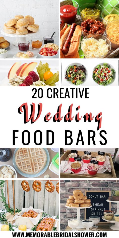 Parties, Brunch, Dessert, Diy, Wedding Food Bar Ideas, Wedding Snack Bar, Diy Cocktail Hour Food Wedding, Party Food Bar, Party Menu Ideas Buffet