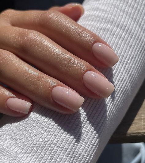 A girl with square shaped, baby pink, glittery nails. Girls Nails, Uñas, Ongles, Cute Nails, Elegant Nails, Classy Nails, Pretty Nails, Casual Nails, Chic Nails