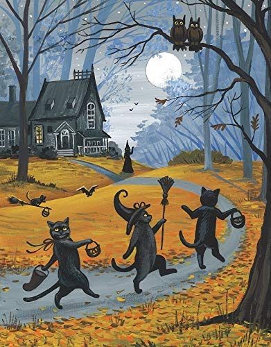Spooky Halloween, Halloween Art, Vintage, Vintage Halloween, Halloween, Halloween Cat, Vintage Halloween Art, Halloween Painting, Halloween Artwork
