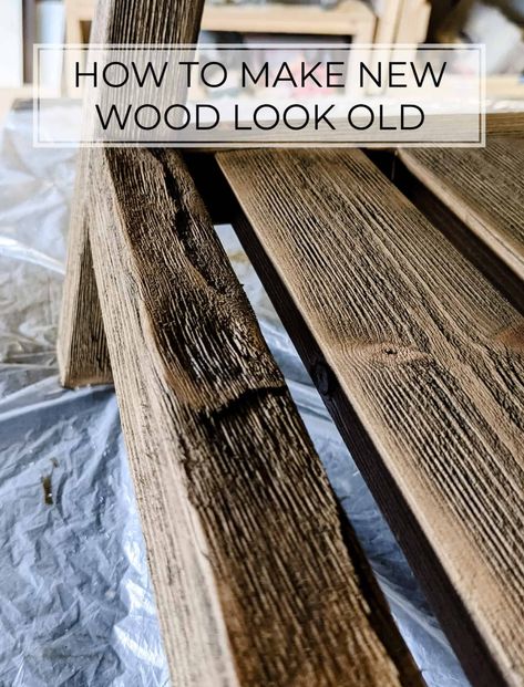 Diy, Decoration, Industrial, Summer, How To Distress Wood, Diy Wood Stain, Distressed Wood Diy, Aging Wood, Distressed Wood Furniture