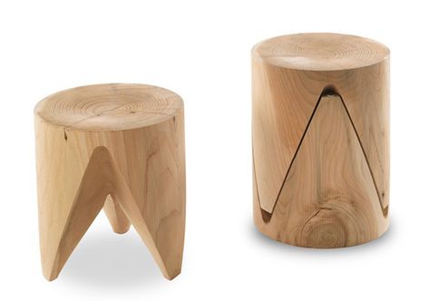 J+1 Zig + Zag Stool  / 7 Modern Nesting Stools /   http://vurni.com/modern-nesting-stools/ Wood Chair Design, Stool Design, Wood Stool, Hem Design, Wooden Stools, Rustic Industrial, Kraken, Wooden Furniture, Design Case