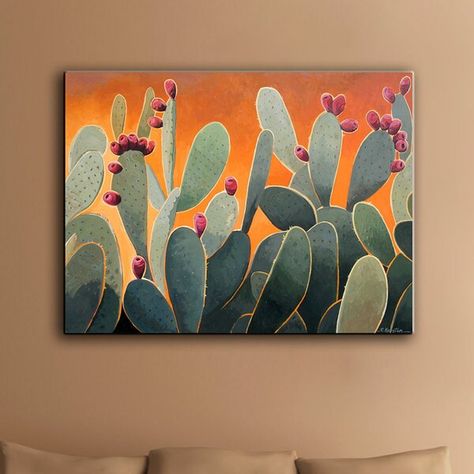 Ebern Designs Cactus Orange by Rick Kersten - Unframed Graphic Art Print on Canvas & Reviews | Wayfair.ca Diy Artwork, Art, Cactus, Abstract, Mural, Print, Art Prints, Art Set, Painting Prints